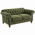 Sofa dwuosobowa 180 x 95 x 78 cm z weluru oliwkowozielona do salonu w stylu chesterfield