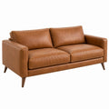 Sofa dwuosobowa 160 x 85 x 86 cm z tapicerką o wyglądzie skóry koniakowa w stylu retro
