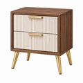 Stolik nocny 50 x 40 x 60 cm z szufladami w kolorze orzechowym i kremowym
