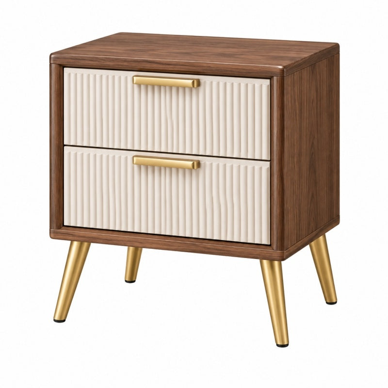 Stolik nocny 50 x 40 x 60 cm z szufladami w kolorze orzechowym i kremowym